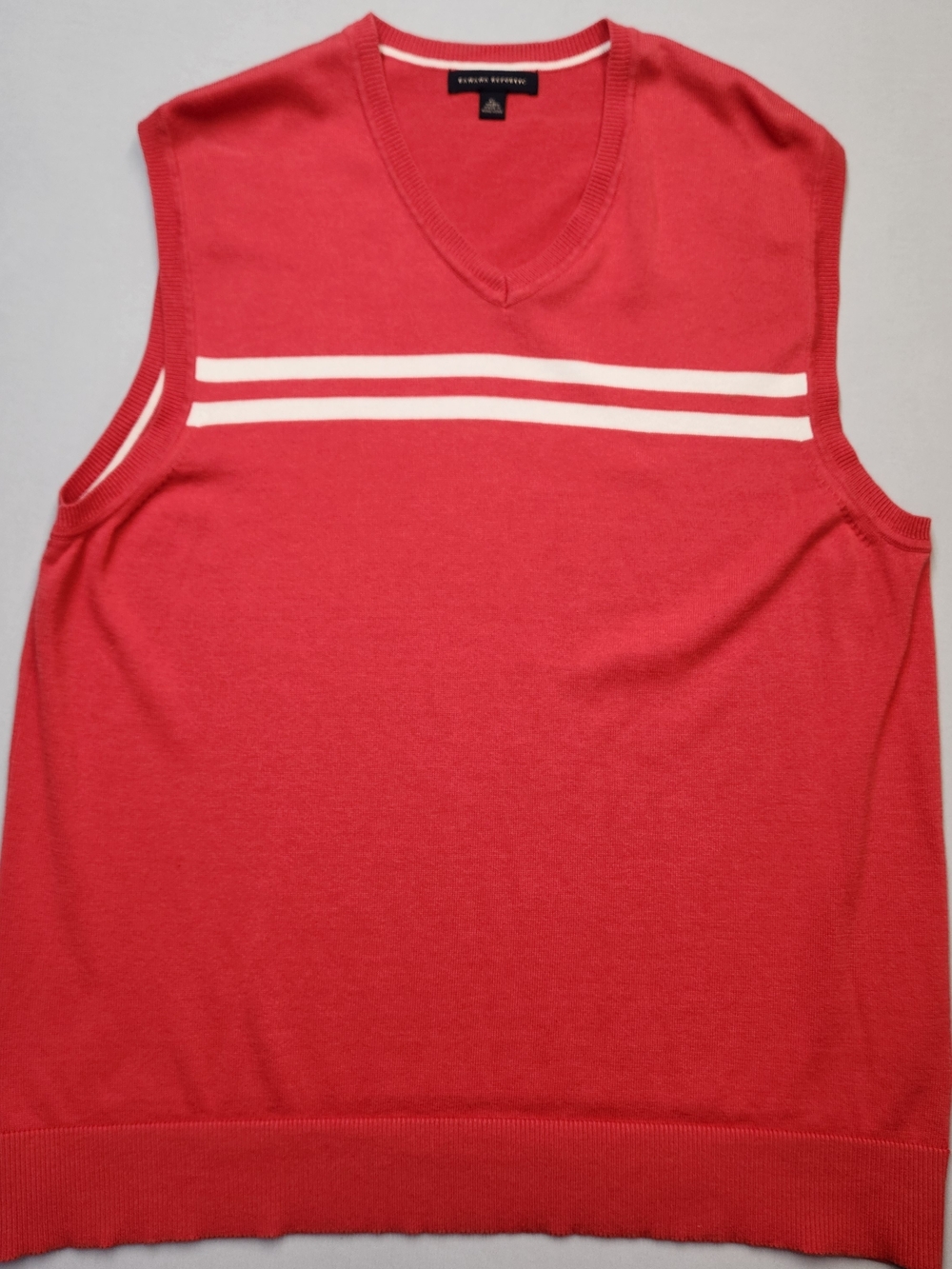 Banana Republic Sweater Vest Men XL Coral Pima Cotton Wool Blend V-Neck Preppy
